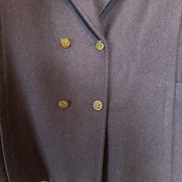 EUC Vtg 80s 90s Andrea Marin Purple Wool Coat Velvet Paisley Shawl Collar L/XL - Picture 4 of 9